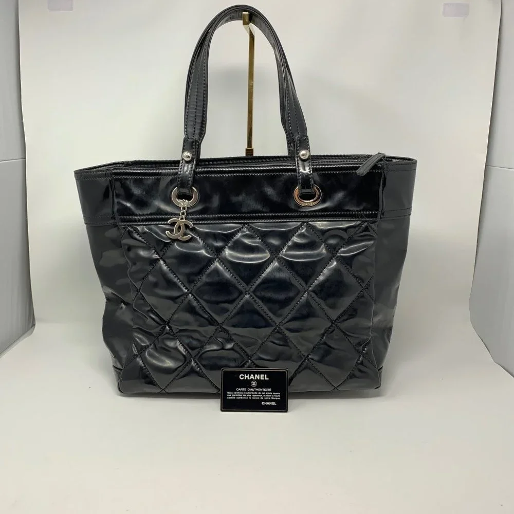 authentic CHANEL Paris Biarritz Black Lea…